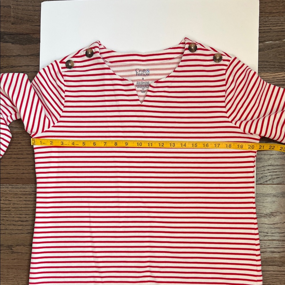 Croft & Barrow Red and White Striped Top - Picture 5 of 9